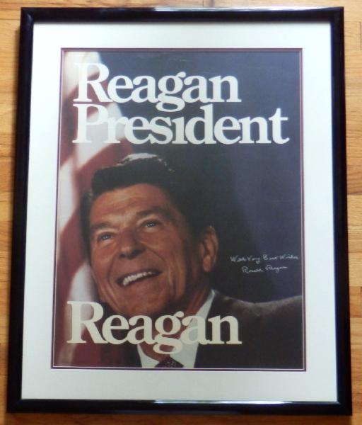 Ronald Reagan Signed and Inscribed With Very Best Wishes Political Poster Framed